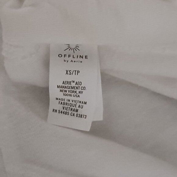 NEW Offline by Aerie Cotton Crew Neck Oversized‎ Off-White Graphic T-shirt XS - Picture 9 of 10